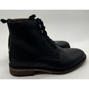 Joe's Jeans Kinison Black Leather Round Toe Lace-Up Combat Mens Boots Size 10